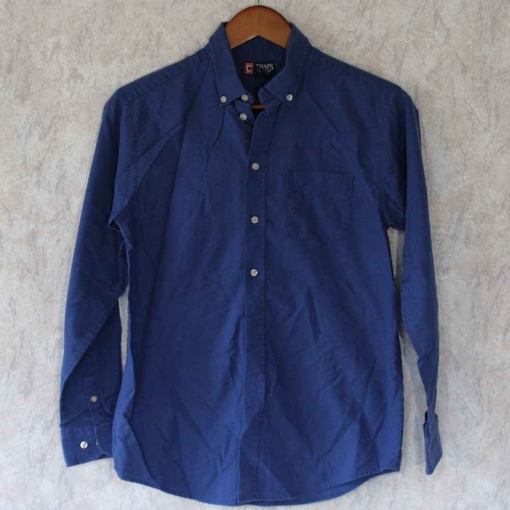 Chaps, Blue, Button-Front Dress Shirt - Boys 16